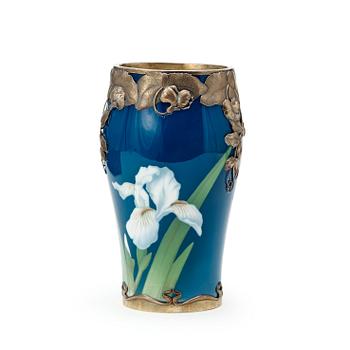 338. Royal Copenhagen & Anton Michelsen, an Art Nouveau porcelain vase with sterling mounts, Copenhagen 1908.