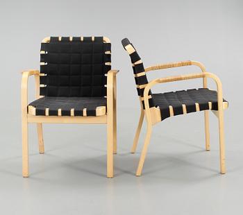 KARMSTOLAR, 4 st, modell 45, Alvar Aalto, Artek. Modellen formgiven 1947.