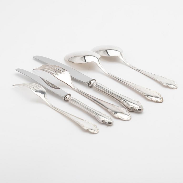 Cutlery, 72 pieces, silver, Haga, JLH, Stockholm, 1951–1956.