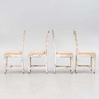Four late Gustavian chairs, Sweden, end of the 18th century.