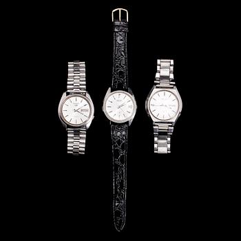 ARMBANDSUR, 3 st,stål, Seiko, 1900-talets andra hälft.