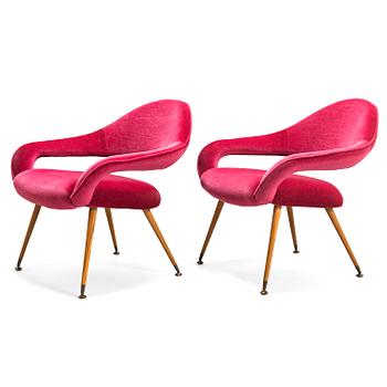 A PAIR OF DU 55 P ARMCHAIRS BY GASTONE RINALDI,  Model designed in 1954.