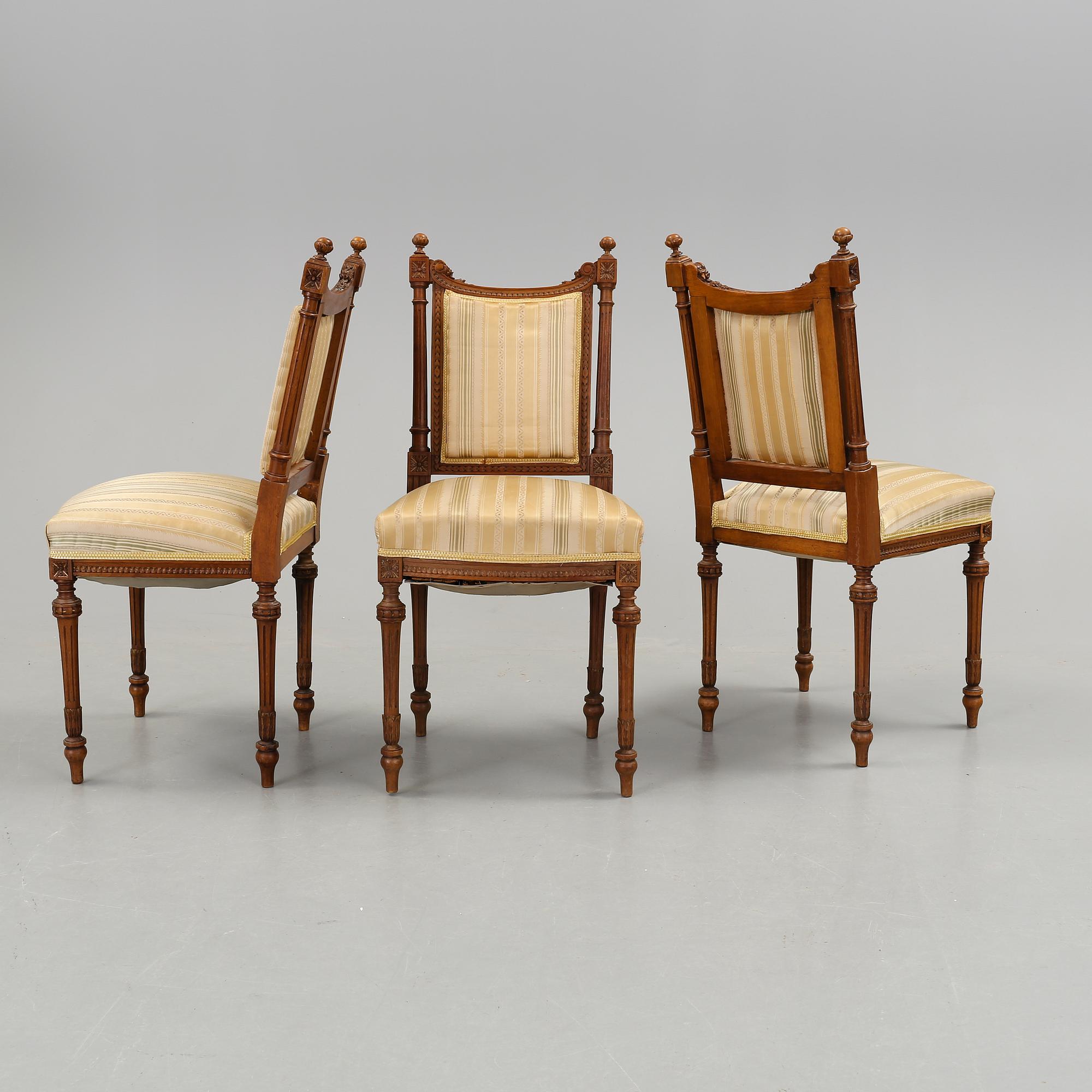 STOLAR, 3 st, Louis XVI-stil, omkring 1900.