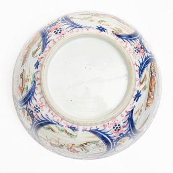 Three porcelain punch bowls, China, Qianlong (1736-95).