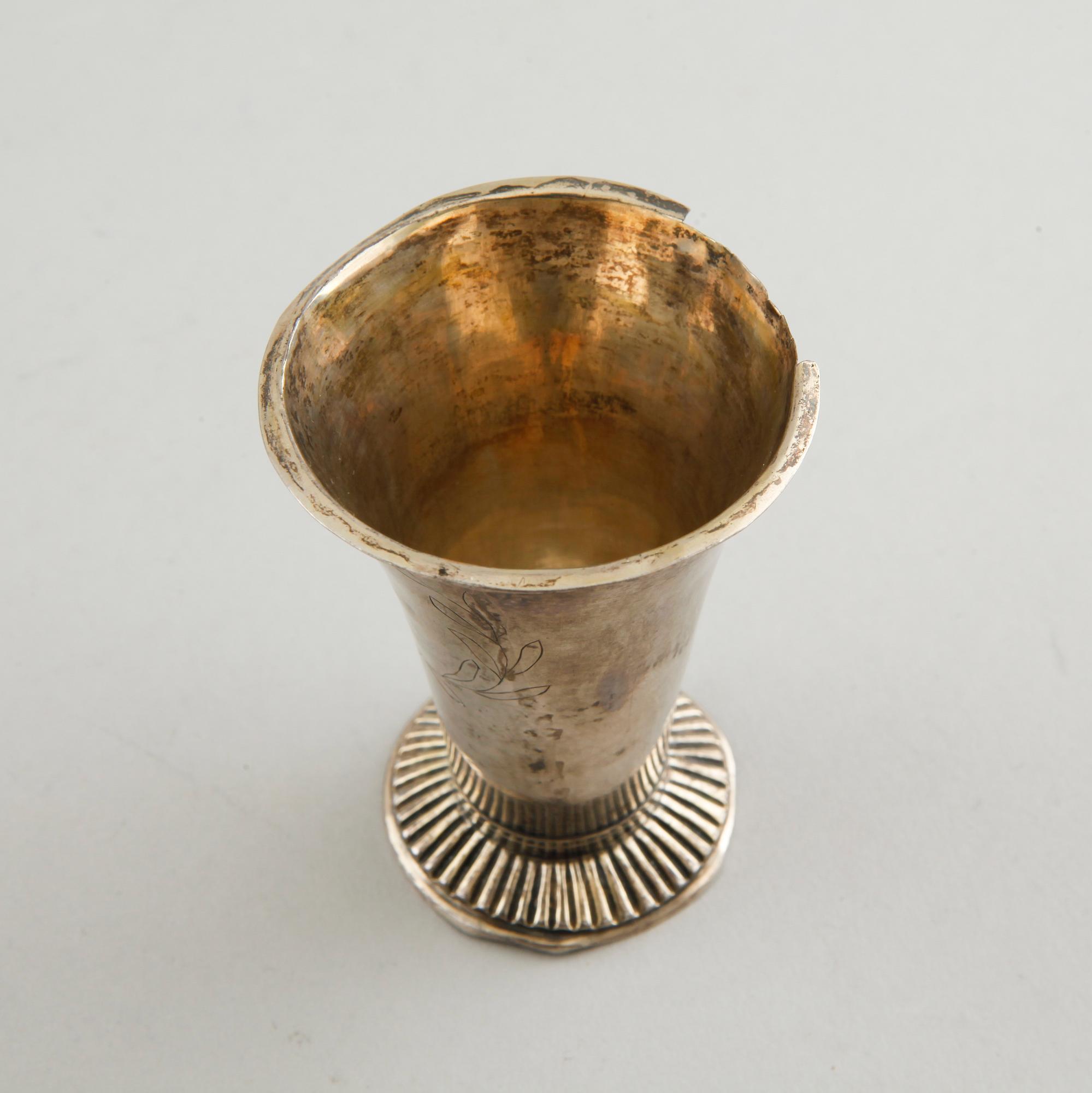 A silver box, a beaker and a basket, partly Sweden, 19th century.