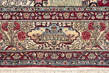 A carpet, figural semi-antique Kerman /Teheran, ca 319 x 210--215 cm.