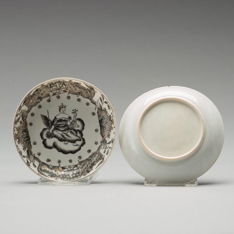 A six part grisaille tea service, Qing dynasty, Qianlong (1736-1795).