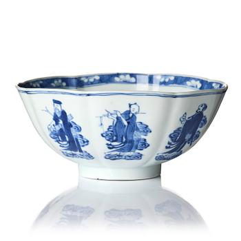 1134. A blue and white 'immortals' bowl, Qing dynasty, Kangxi (1662-1722).
