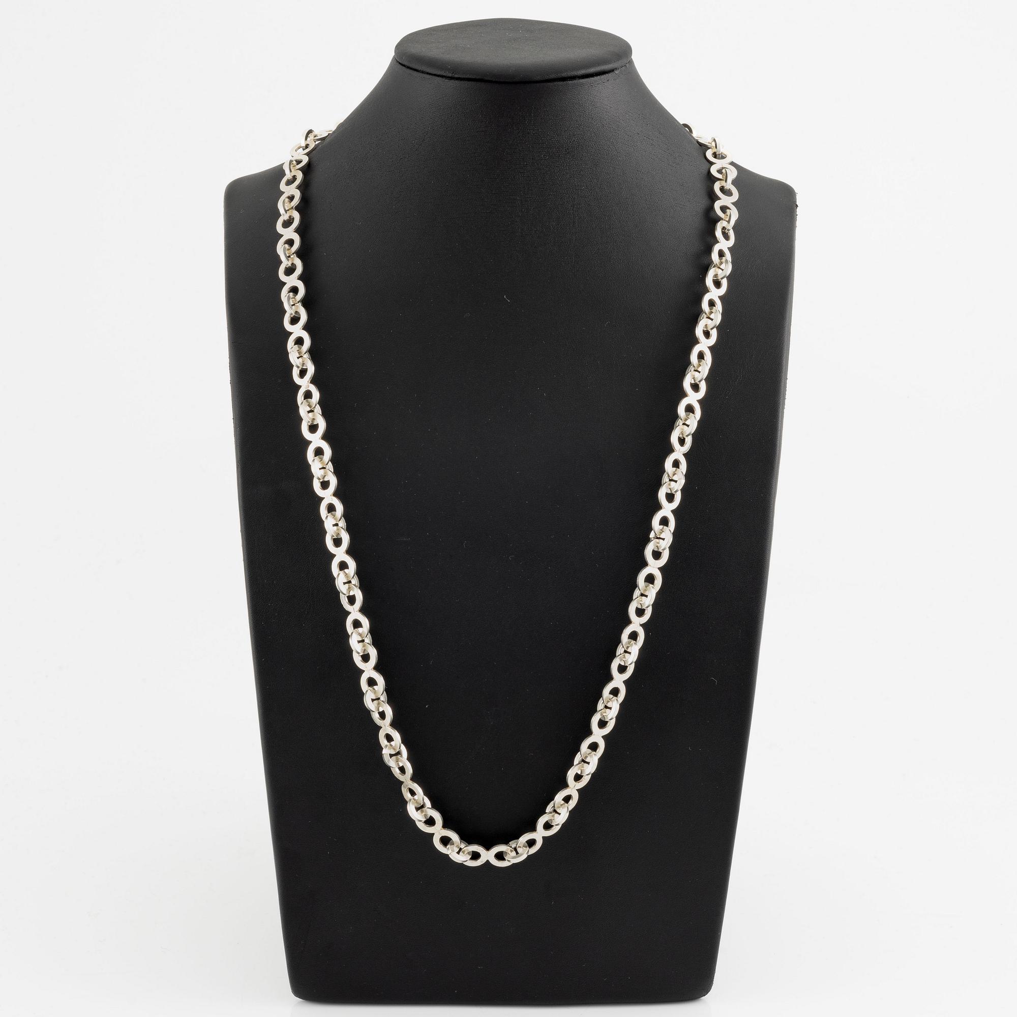 Necklace, sterling silver, round links, attributed to Rey Urban.