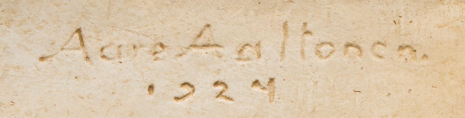 AARRE AALTONEN, relief, gips, signerad i godset Aare Aaltonen 1924.