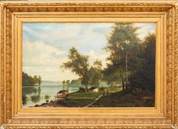 Axel Leopold Wiberg, after, Landskap med kofösare.