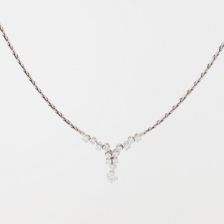 A brilliant cut diamond necklace with Swedish import mark.