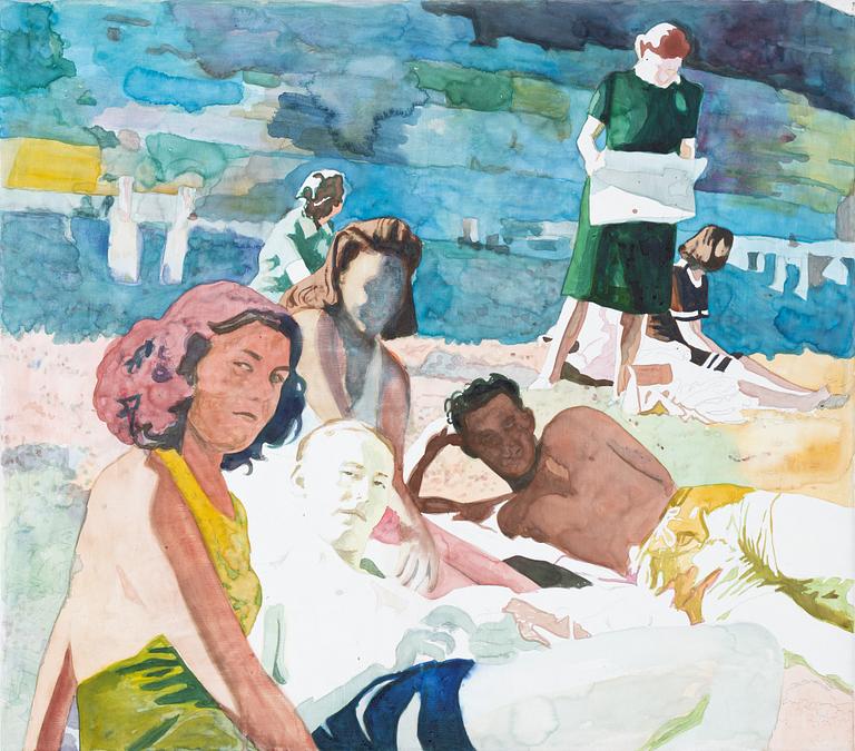 Anders Romare, signerad och daterad -18 a tergo. Akvarell och blyerts på duk.