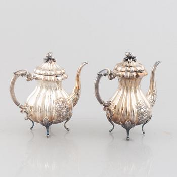 An Austrian silver coffee pot, tea pot, cream jug and sugar bowl, Vienna 1826.