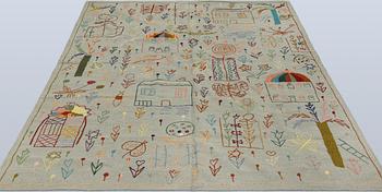 Matta, Kelim, handbroderad, 239 x 176 cm.