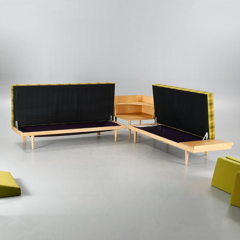 Two sofas and a coffee table by Ingmar Relling, "Svane", by Ekornes Fabrikker A/S, Norway, circa 1970.