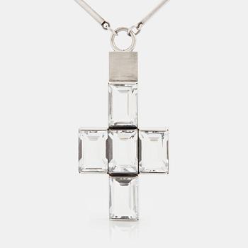 134. Wiwen Nilsson, a sterling and rock crystal cross-shaped necklace, Lund Sweden 1943.