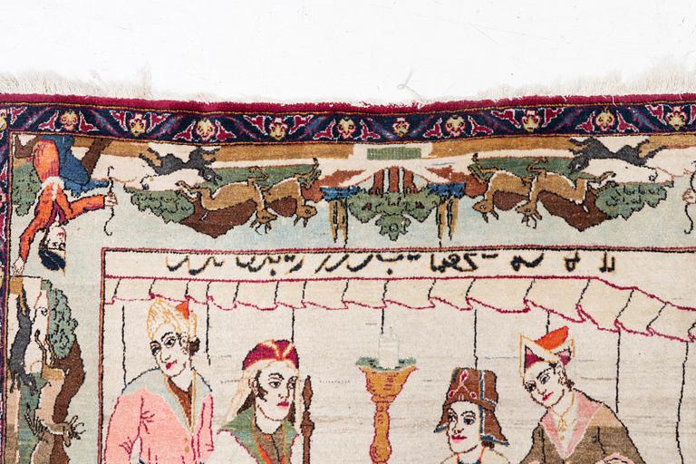 Carpet, Figural Keshan, approx. 200 x 130 cm.