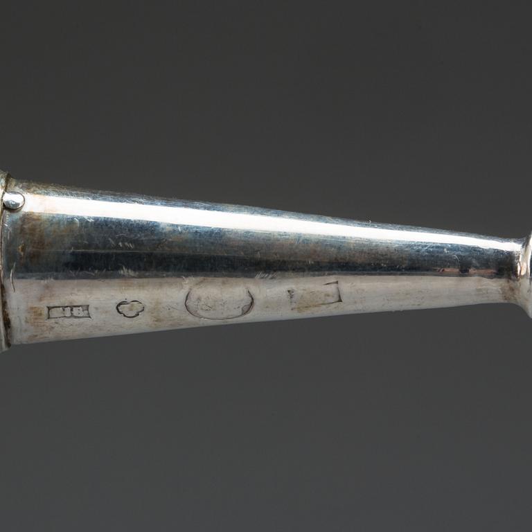 Soppslev, silver. Otydliga stämplar. 1800-tal. Vikt ca 88 g.
