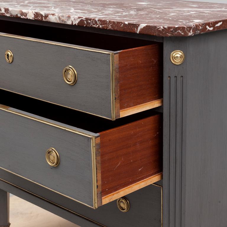 A Gustavian style chest of drawers, late 19th century.