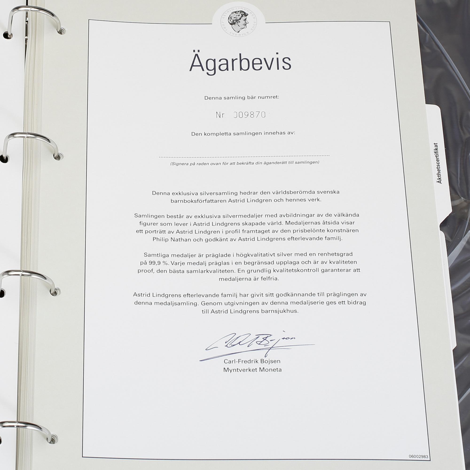 MEDALJER, 15 st, mestadels silver, Astrid Lindgren, Totalvikt ca 400 g.