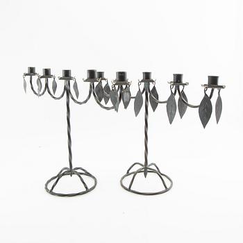 Candelabras, a pair, wrought iron, 20th century.