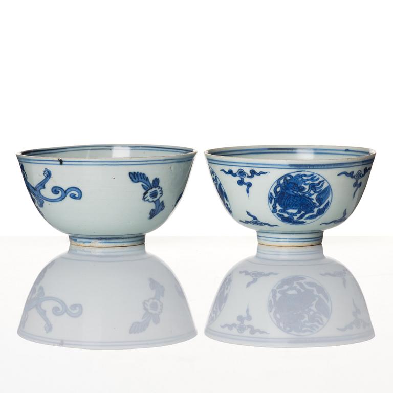 Two blue and white bowls, Ming dynasty, (1368-1644).
