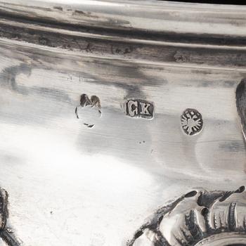 An Austro-Hungarian Silver Teapot, Creamer and Sugar Bowl, Vienna 1872-1922.