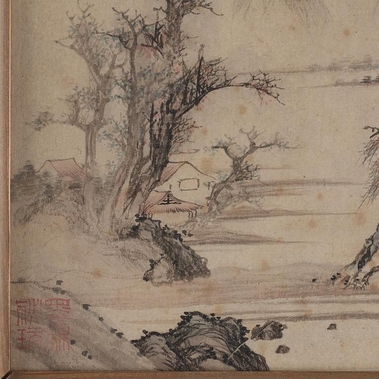 Two Chinese paintings, watercolour and ink on paper, Qing dynasty (1664-1912).