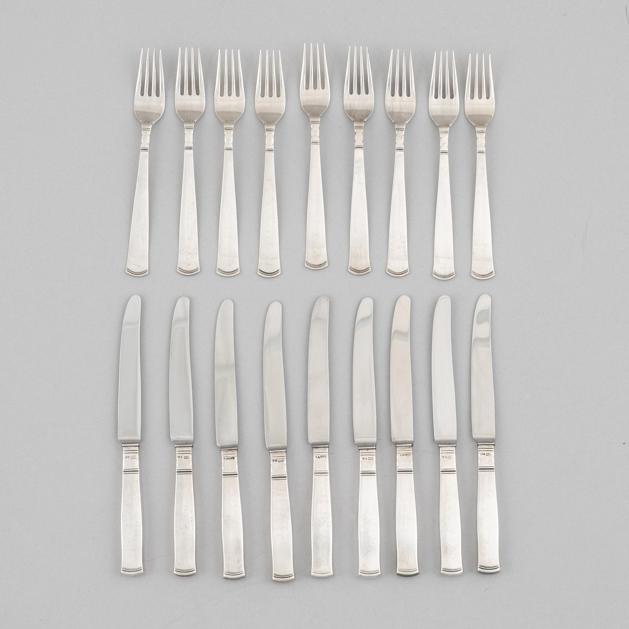 Jacob Ängman, a silver sandwich cutlery, "Rosenholm", GAB, Stockholm and Eskilstuna, some 1986 (18 pieces).