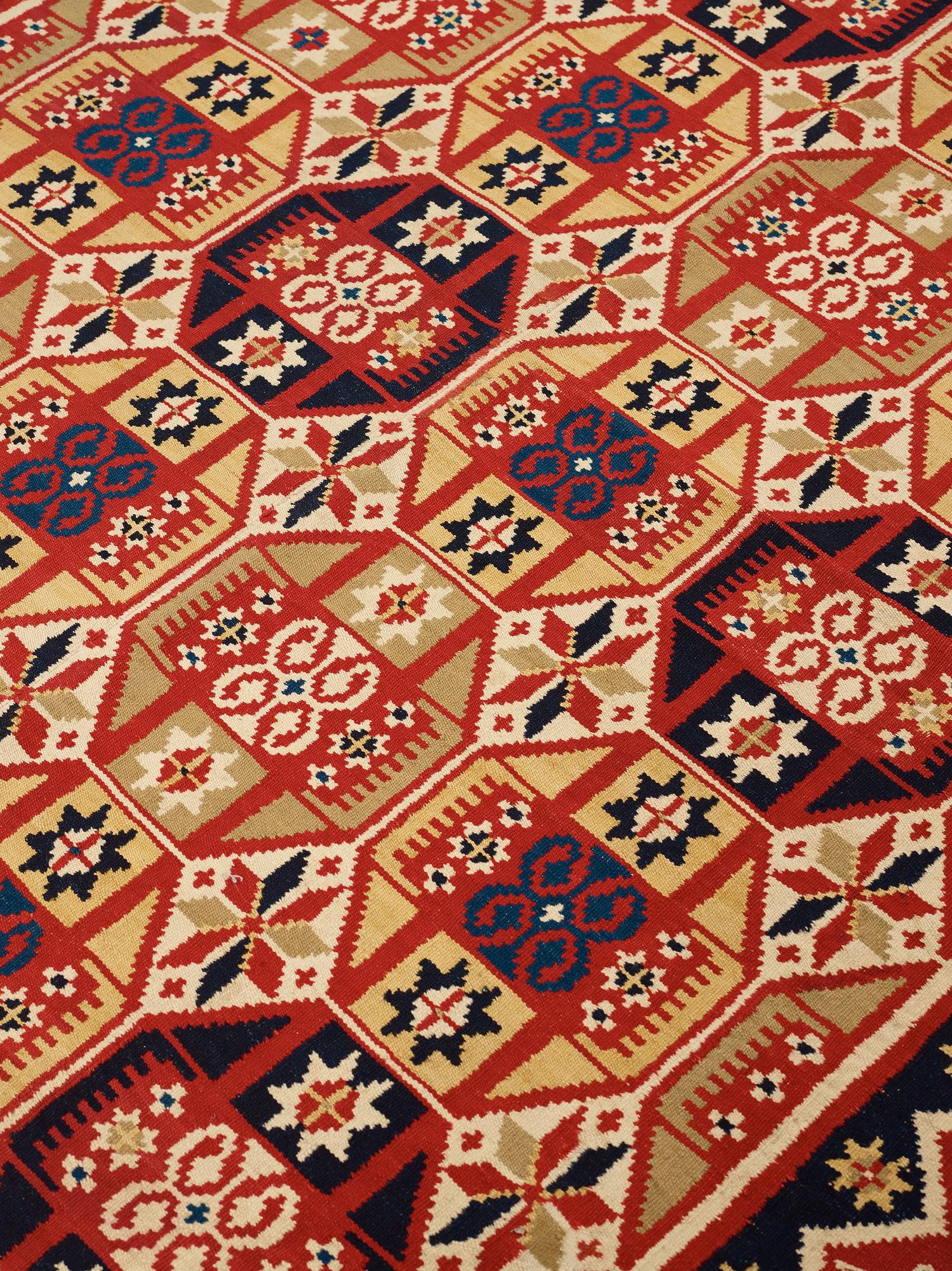 A BED COVER, double-interlocked tapestry (flat weave), ca 217 x 130,5 cm, Scania around 1830,