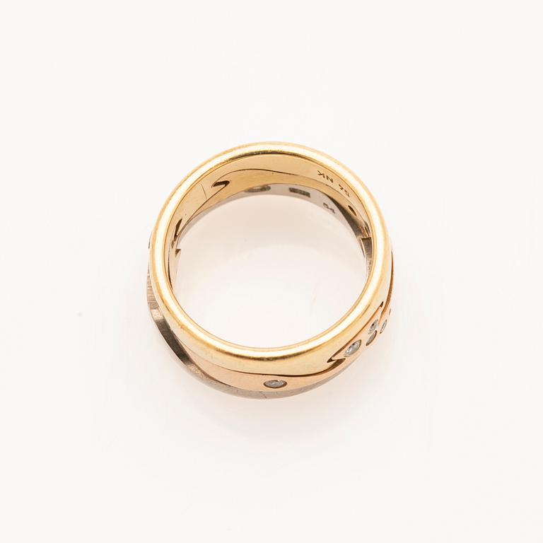Georg Jensen, ring, 3 delar, "fusion", 18k guld med briljanter, Danmark.