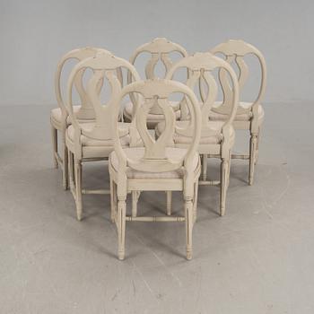 MATSALSMÖBLEMANG, 6+2 delar, gustaviansk stil, 1900-talets andra hälft.