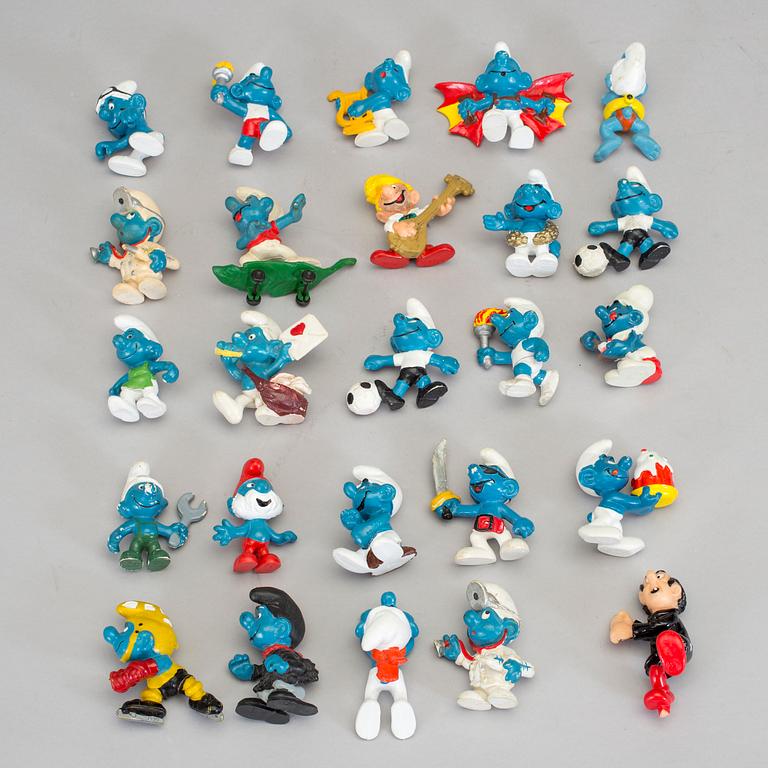 PARTI SMURFAR, 65 stycken, Bully & Schleich, 1970/80-tal.