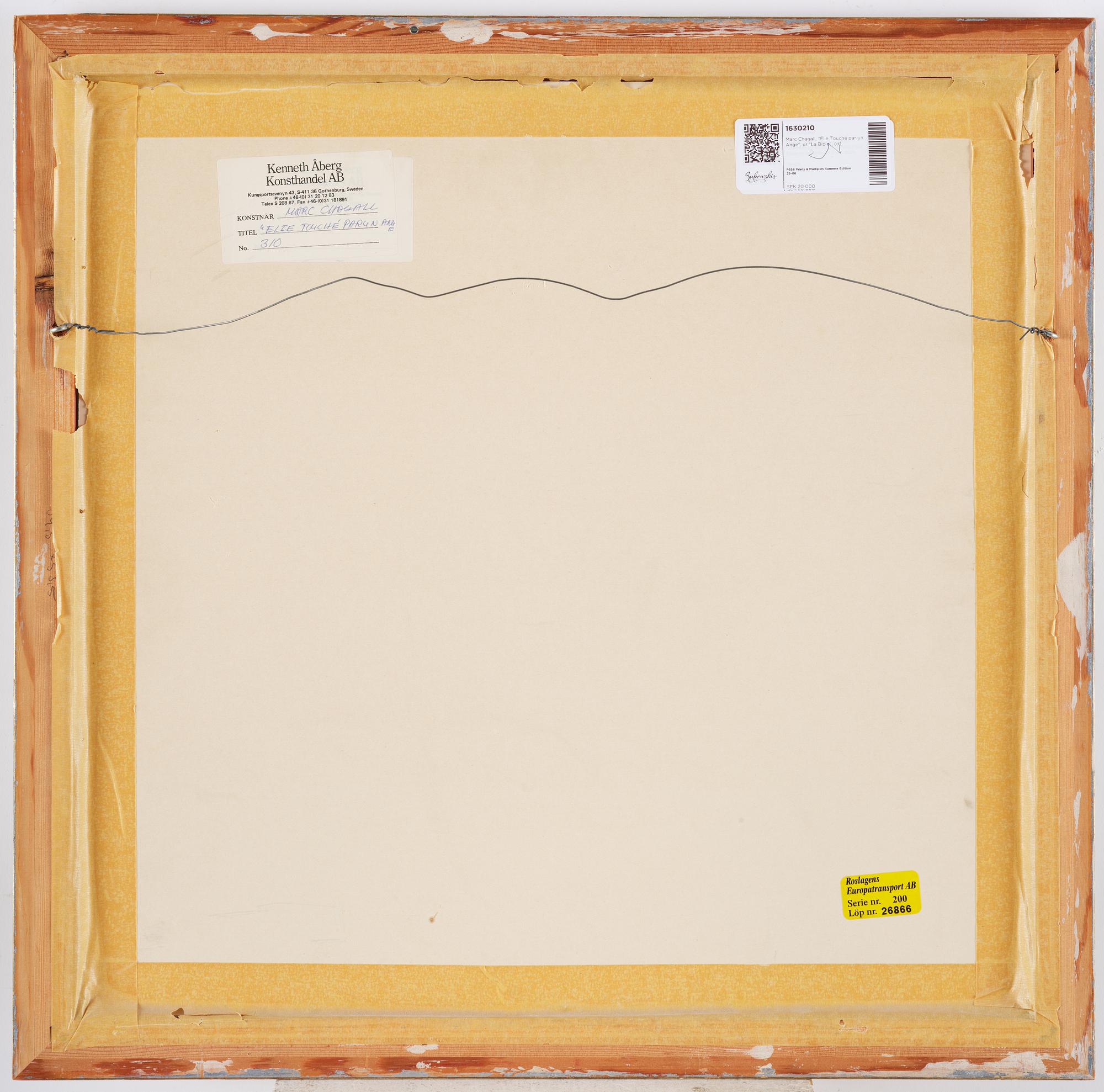 Marc Chagall, "Élie Touché par un Ange", from "La Bible".