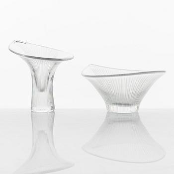 Tapio Wirkkala, skål samt vas, glas, "Kantarelli", Iittala, Finland.