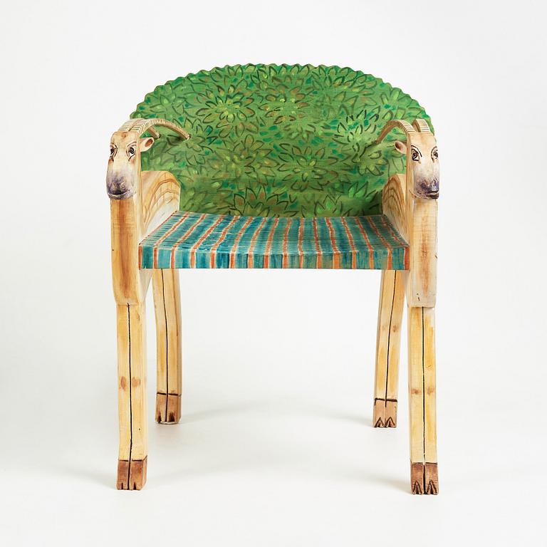 Gérard Rigot, a sculptural chair, France, signed and dated 1992.