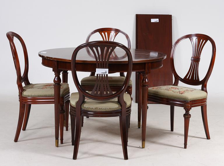 MATSALSGRUPP, 7 delar, gustaviansk stil, 1900-talets andra hälft.