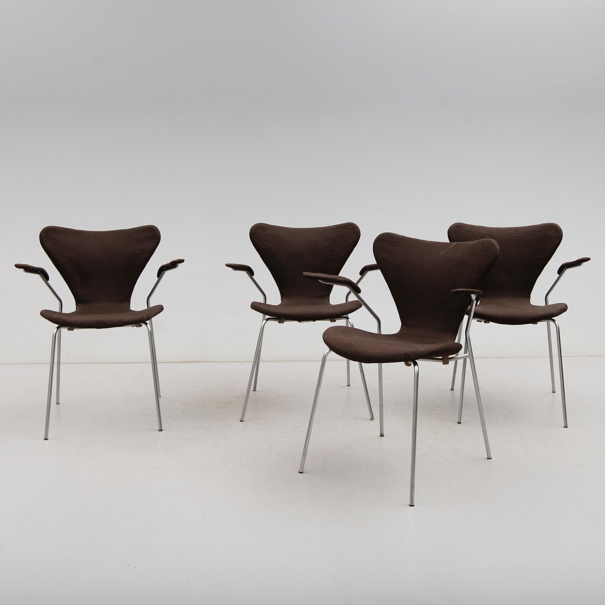 KARMSTOLAR, 4 st, "Sjuan", Arne Jacobsen, Fritz Hansen.