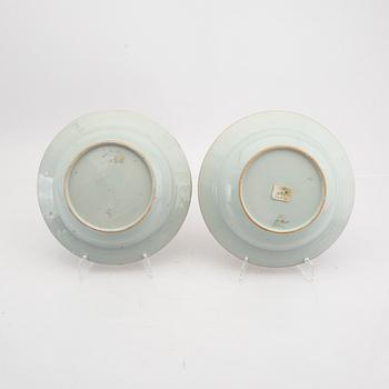A set of two Chinese porcelain plates 18th century.
