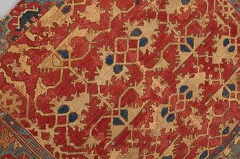 A CARPET FRAGMENT, an antique Western Anatolian "Lotto", 17th century, ca 105 x 125 cm.