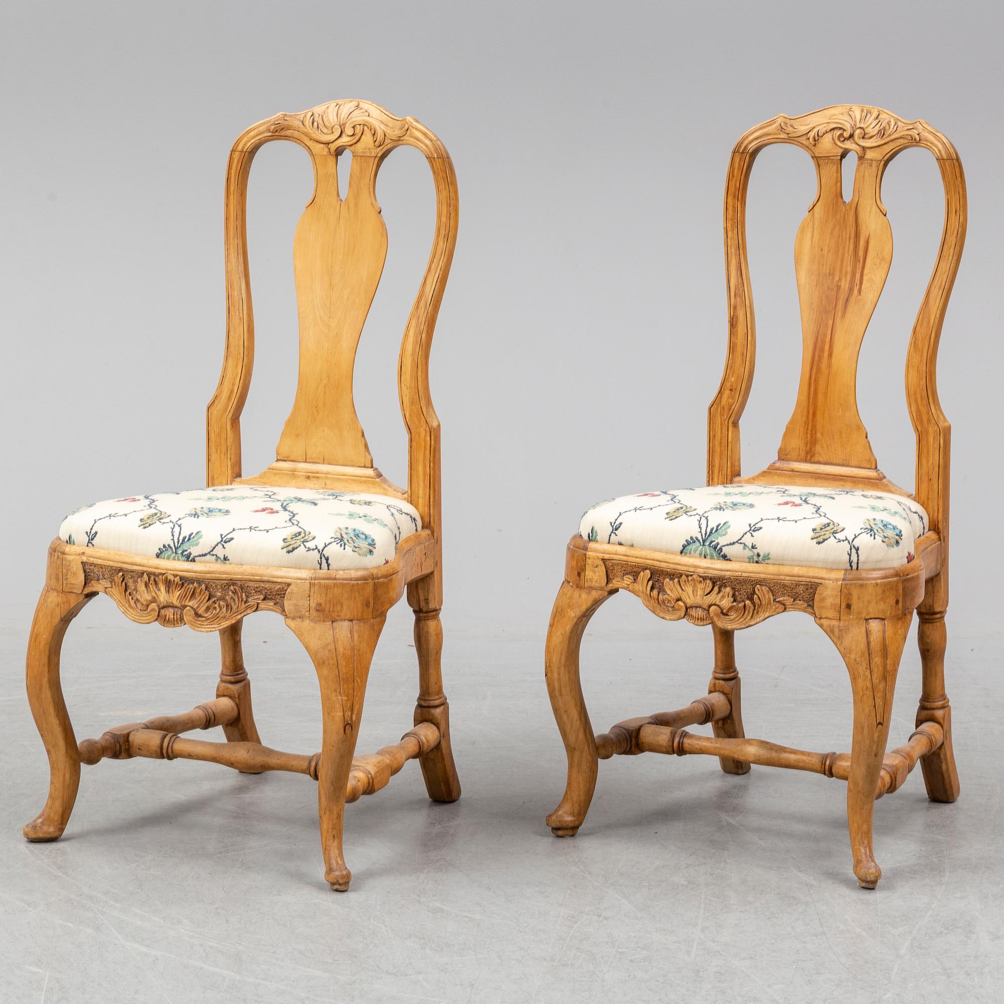 A pair of Swedish Rococo armchairs, 18th ct.