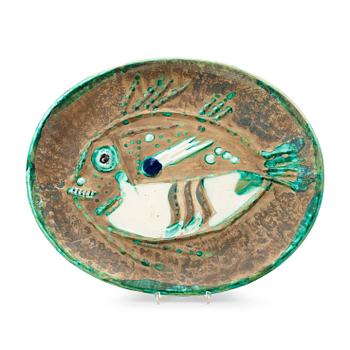 371. A Pablo Picasso 'Poisson chiné' faience dish, Madoura, Vallauris, France 1952.