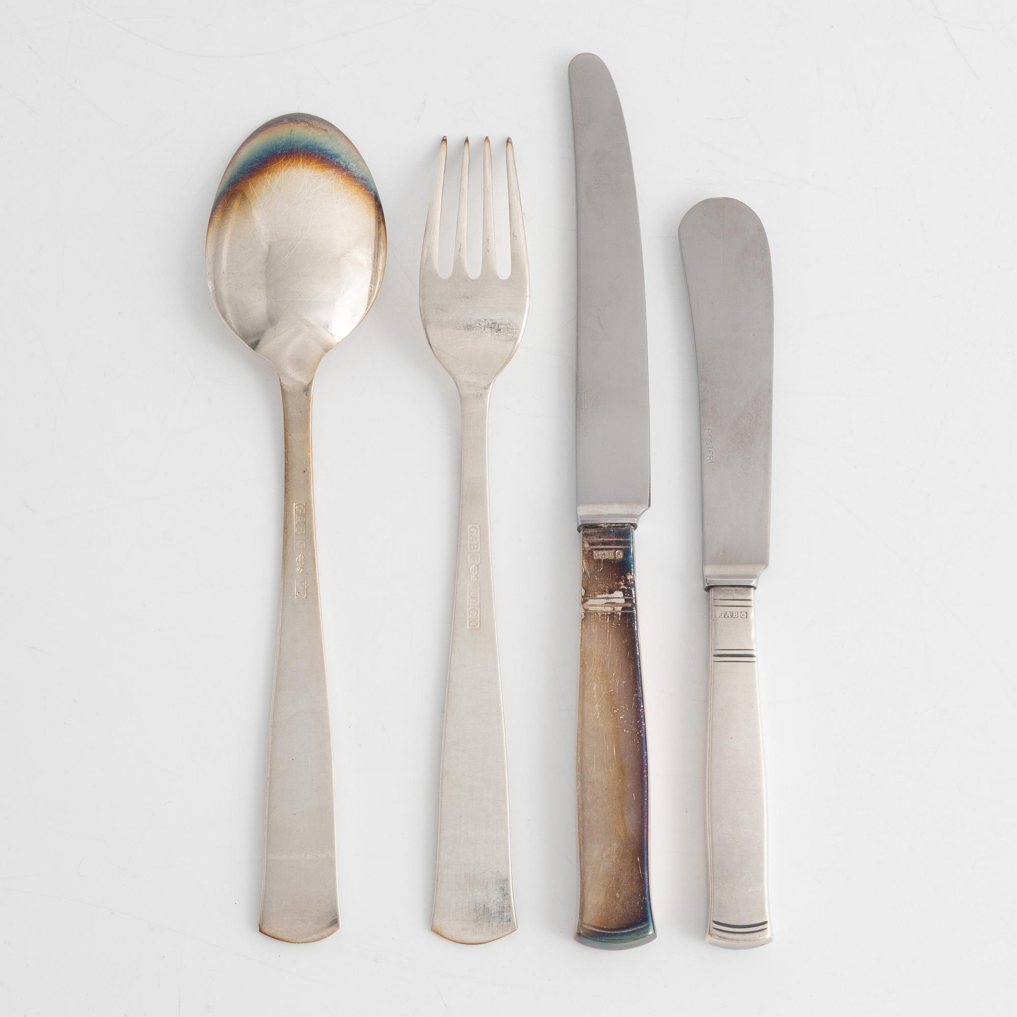 Jacob Ängman, bestickuppsättning, 34 delar, silver, "Rosenholm", GAB, Eskilstuna/Stockholm, 1958-2003.