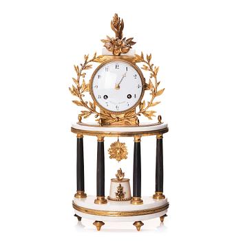 A late Swedish Gustavian mantel clock by P H Beurling, master 1783.