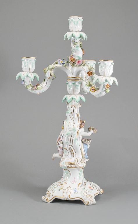 KANDELABER, porslin, Meissen, 1900-tal.