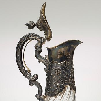 VINKANNA, glas, silver, otydliga stämplar, möjligen Tyskland, svensk kontrollstämpel, sent 1800-tal.