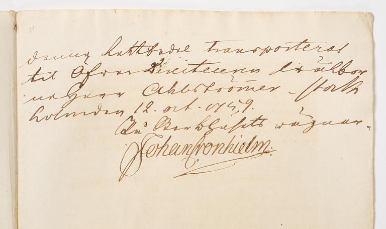 Aktiebrev, Ahlingsåhs Manufaktur Werk (Manufactur-Societet), No 43, 1728.