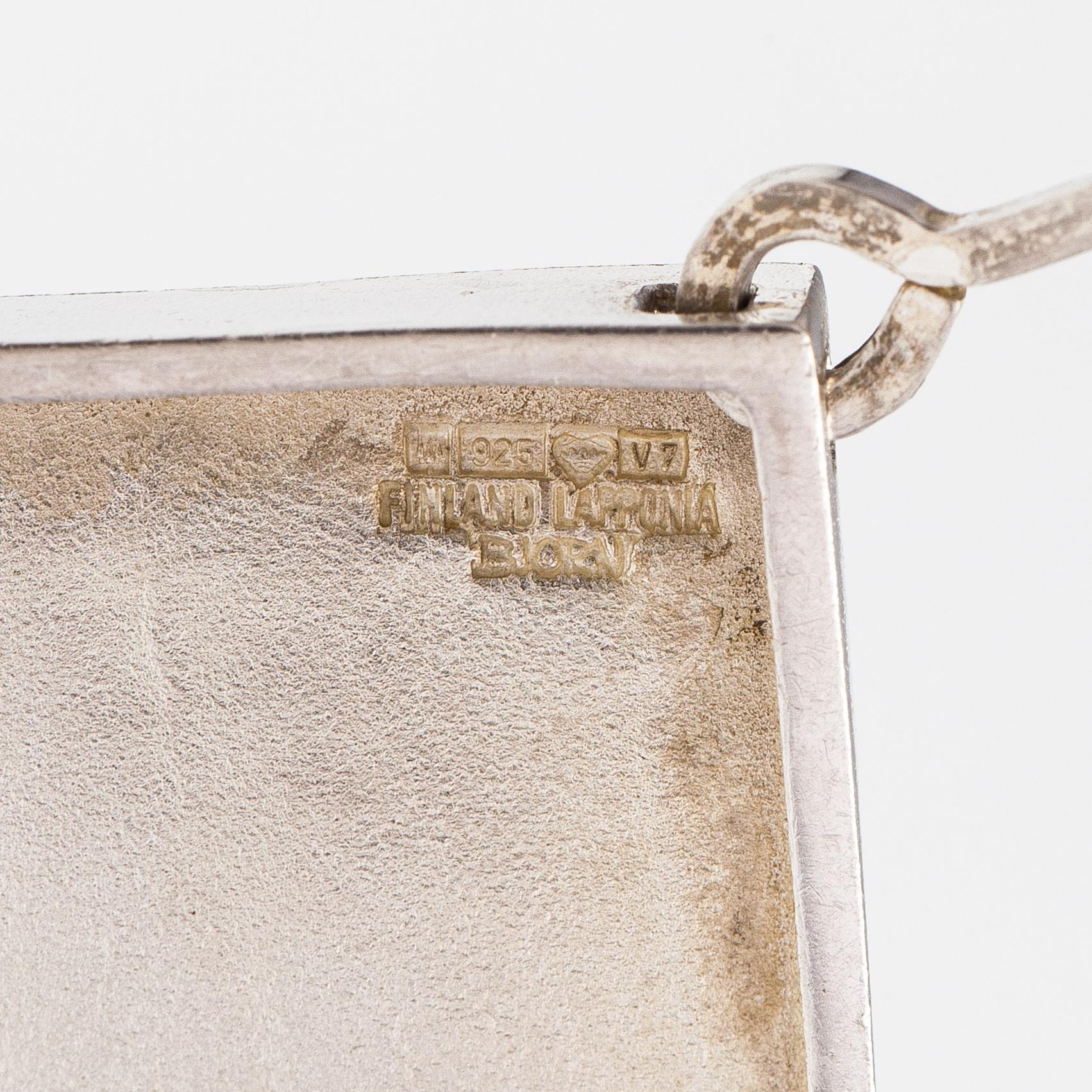Björn Weckström, "Monolit" a sterling silver and acrylic necklace. Lapponia 1974.
