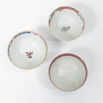 A group lot of 11 Chinese cups, Qing dynasty, Qianlong (1736-95).